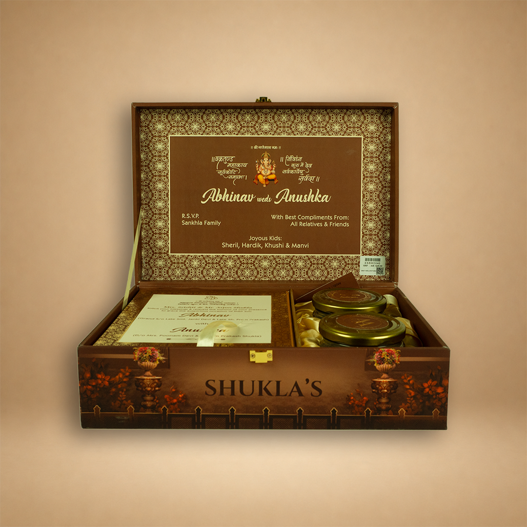 Brown Royal Bride Groom Luxury Box Invitation - KSBMD040