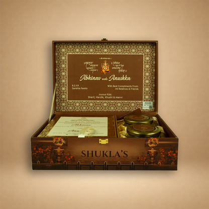 Brown Royal Bride Groom Luxury Box Invitation - KSBMD040