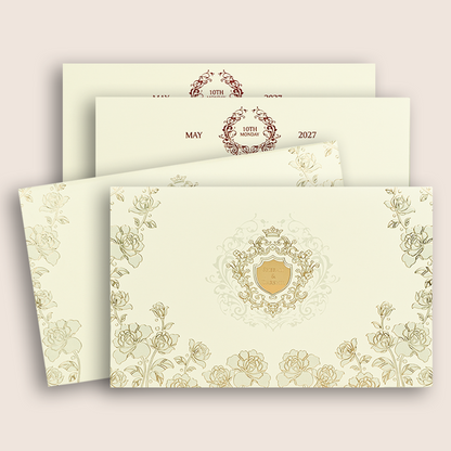 White Embossed Floral Marriage Card - KPR010310