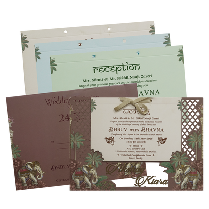 Brown Elephant Laser-cut Wedding Card - KSH72870