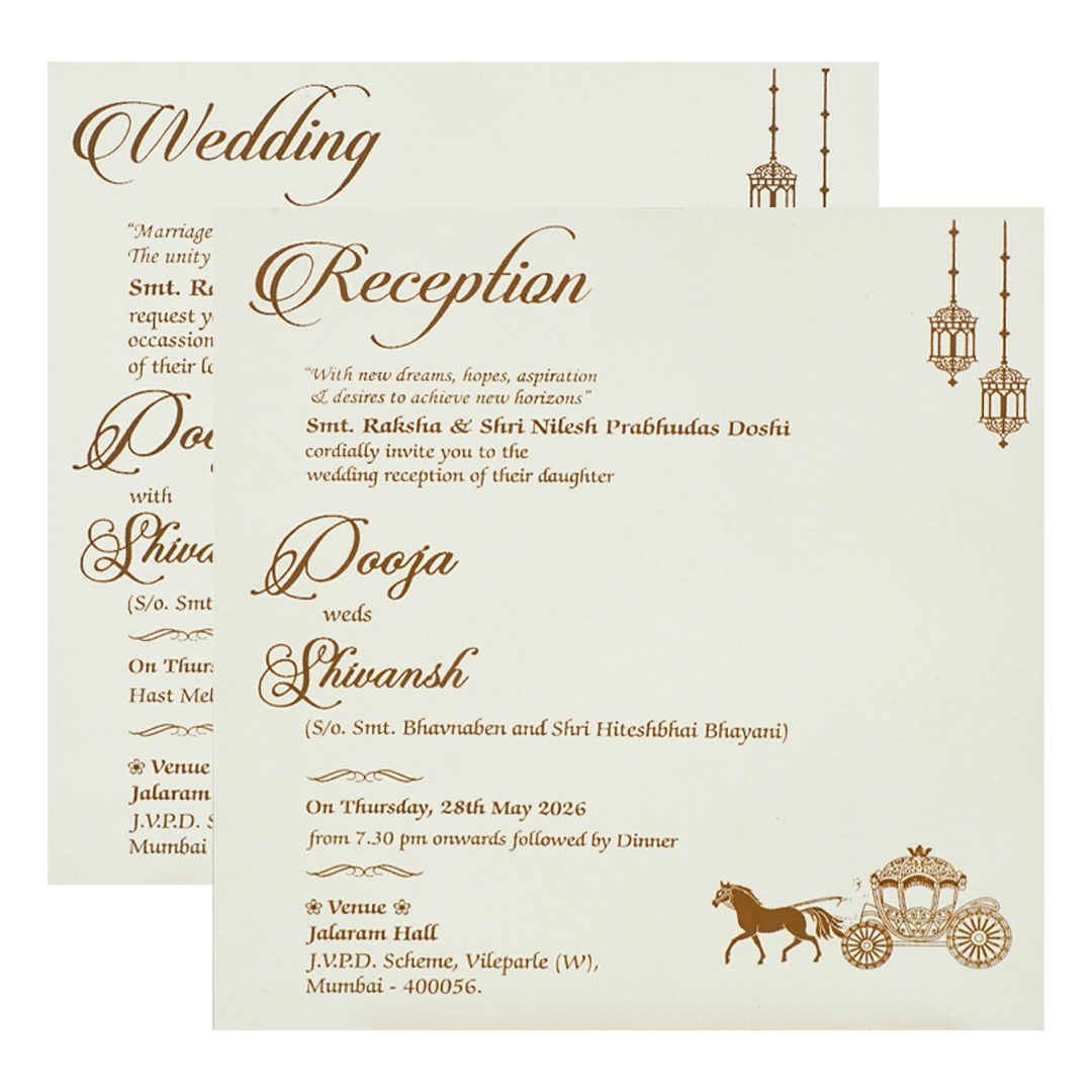 White Ganesha Floral Padded Wedding Card-KRE27580