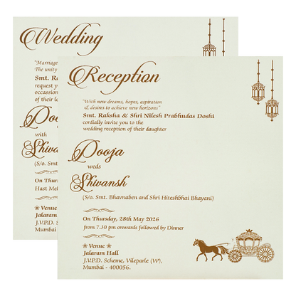 White Ganesha Floral Padded Wedding Card-KRE27580