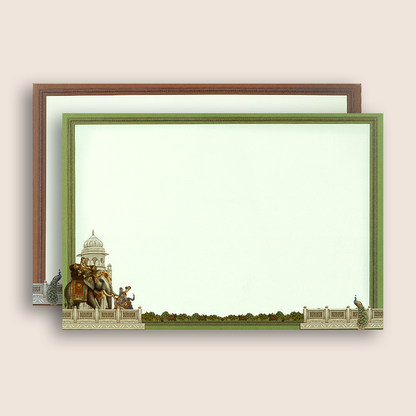 Beige Royal Elephant Palace Wedding Card - KAA05310