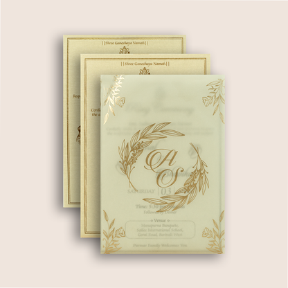 Cream Floral Laser Cut Wedding Invitation - KMARA530
