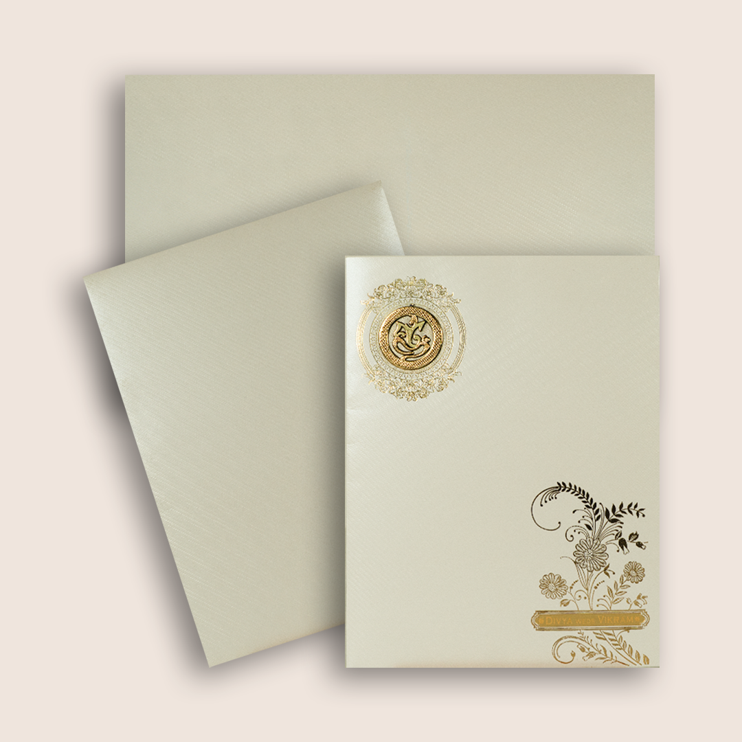 Cream Floral Invitation Card - KNWT5027