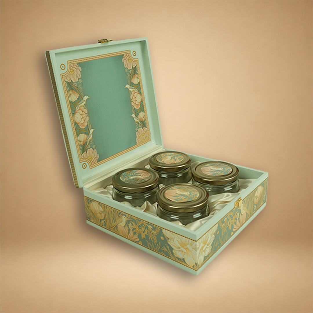 Pastel Blue Elegant Floral Luxury Sweet Jar Box - KBX27015