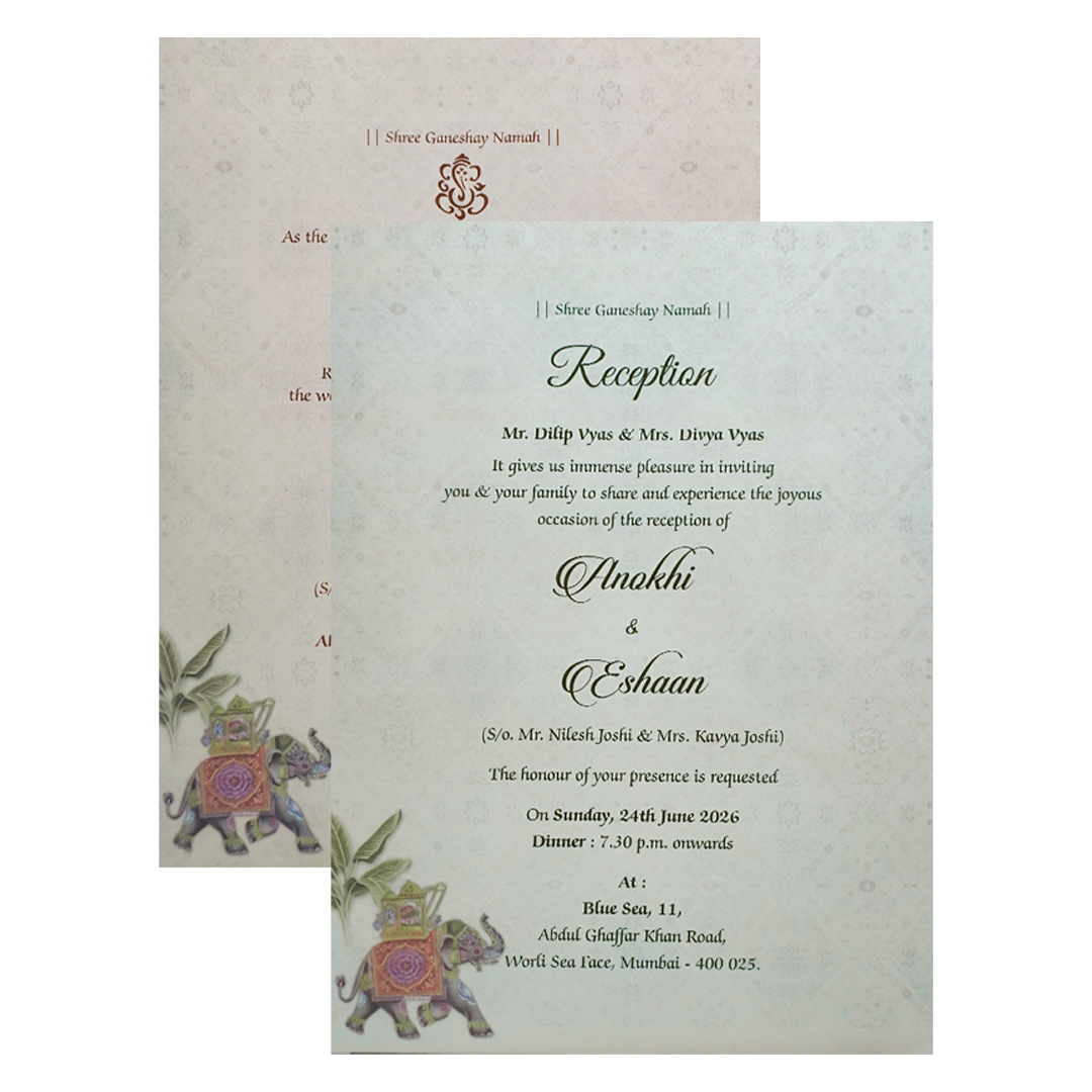 Cream Royal Bride Groom Wedding Card-KJTS3690