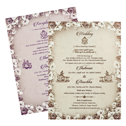 Green Floral Rose Padded Wedding Card-KRB09230