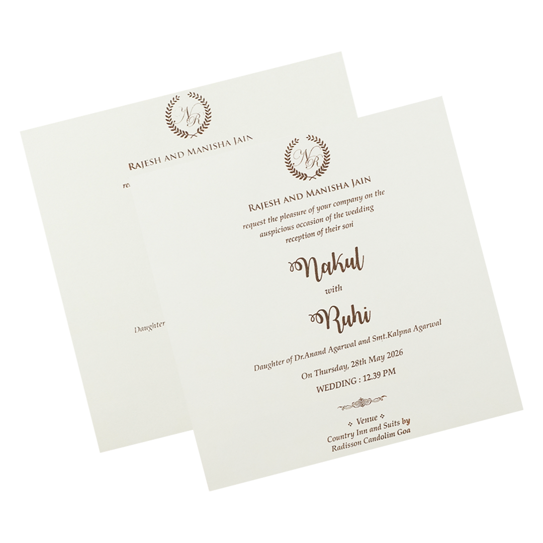 White Floral Elephant Padded Wedding Card-KRE28320