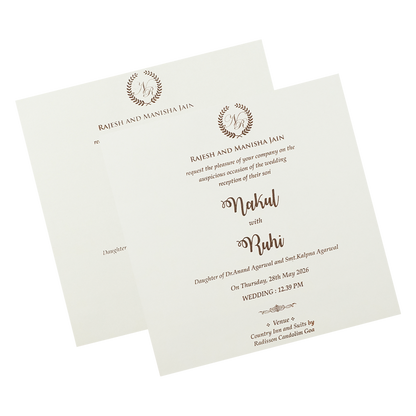 White Floral Elephant Padded Wedding Card-KRE28320