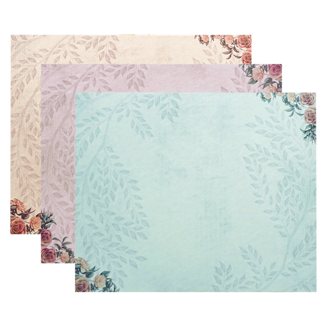 Green Floral Gold Padded Wedding Card-KJTS1770