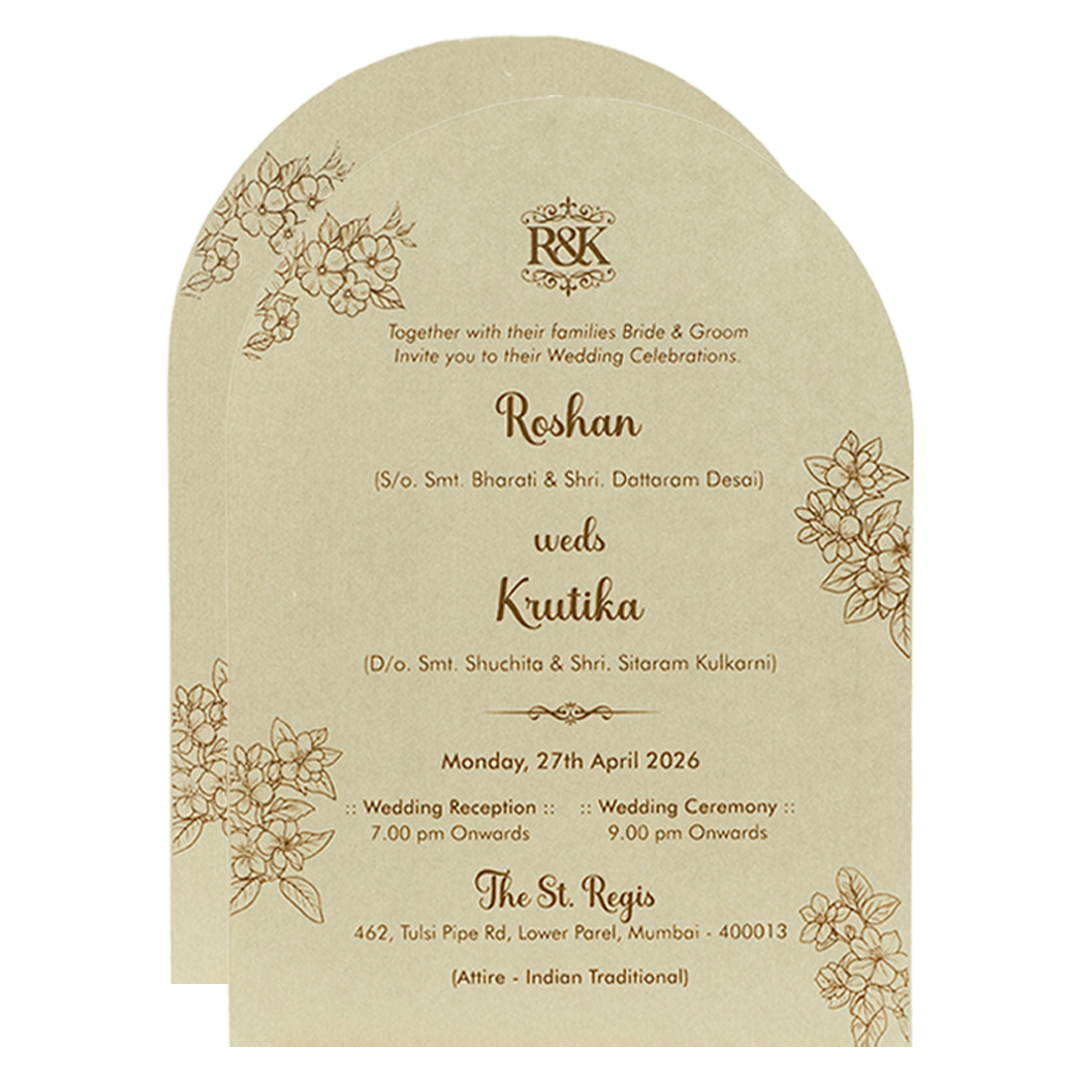 Gold Floral Wedding Card-KSI64870
