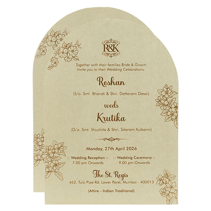 Gold Floral Wedding Card-KSI64870