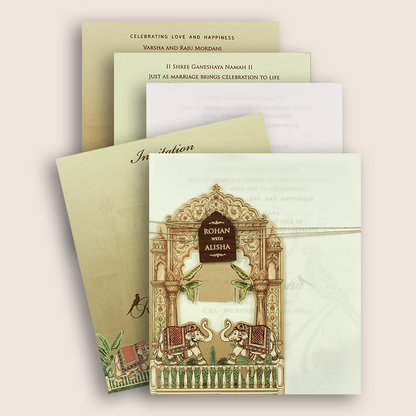 Sandal Laser Cut Elephant Wedding Invitation - KFR17270