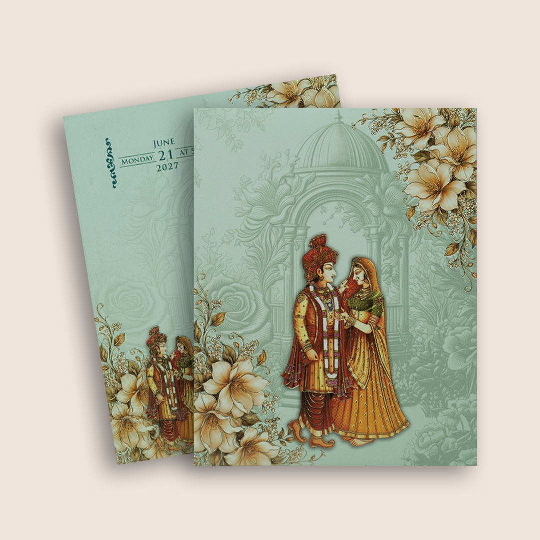 Pastel Blue Bride Groom Padded Invitation Card - KPR07270