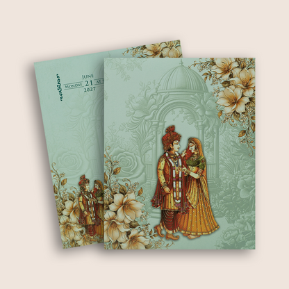 Pastel Blue Bride Groom Padded Invitation Card - KPR07270