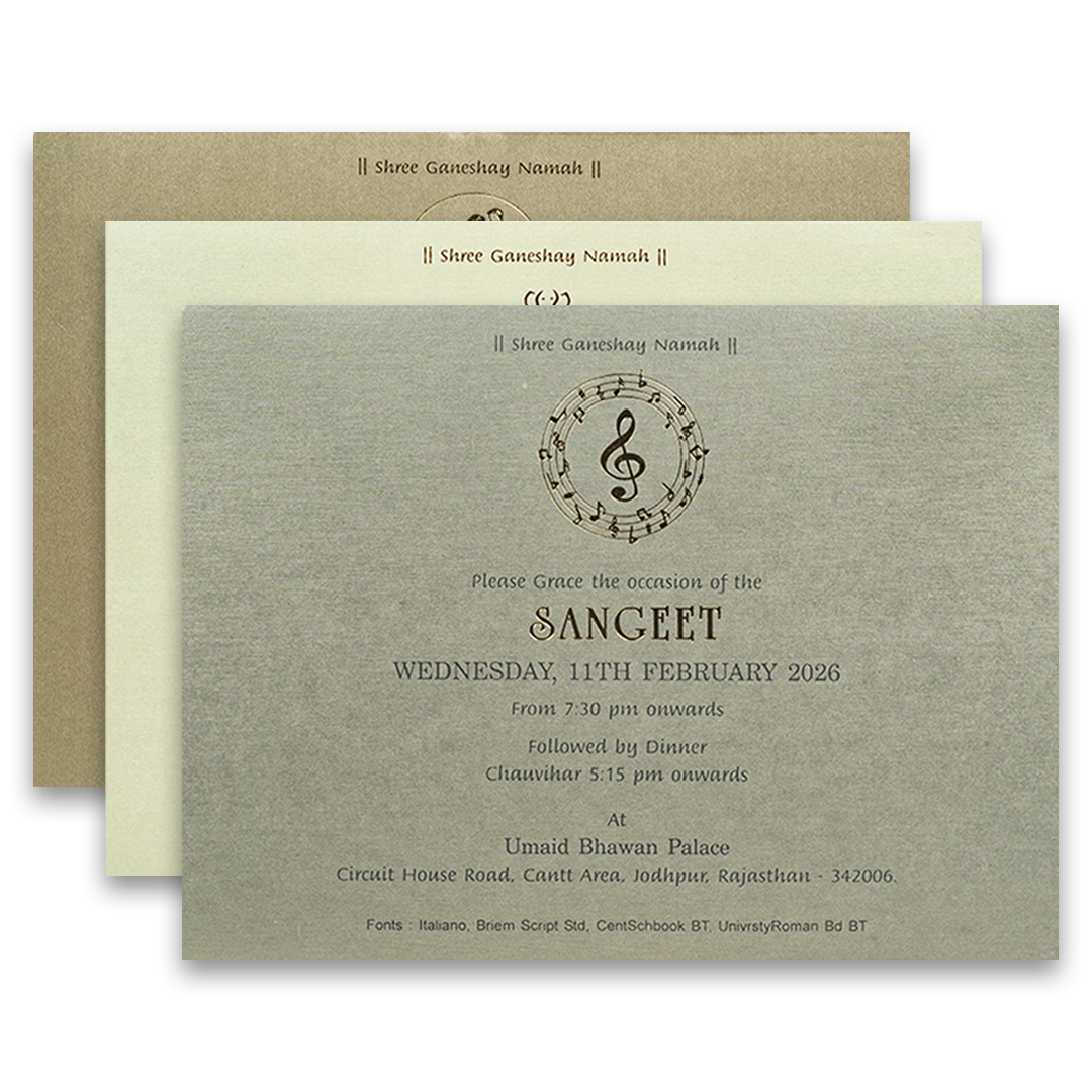 Beige Padded Peacock Premium Wedding Card - KRC31590