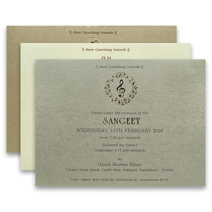 Beige Padded Peacock Premium Wedding Card - KRC31590