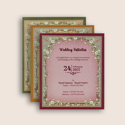 Royal Purple Palace Premium Wedding Invitation Box  - KSI33270