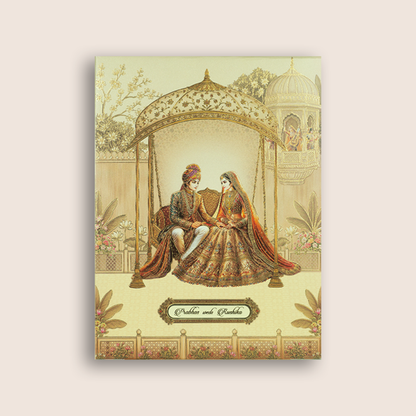 Cream Bride Groom Padded Wedding Card - KAA05660