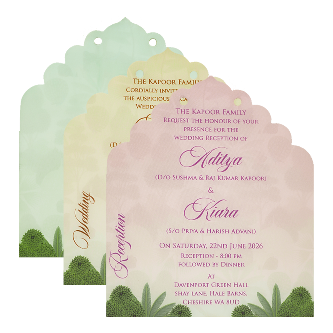 Pastel Mint Garden Theme Wedding Card-KFR16030