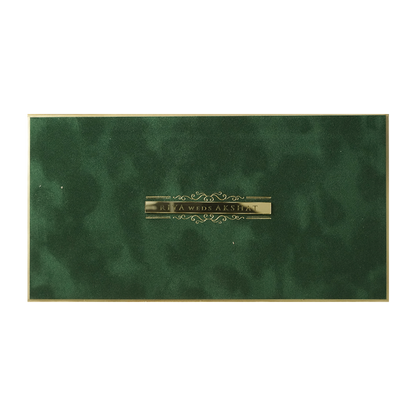 Dark Green Simple Padded Wedding Card-KMMWD1168