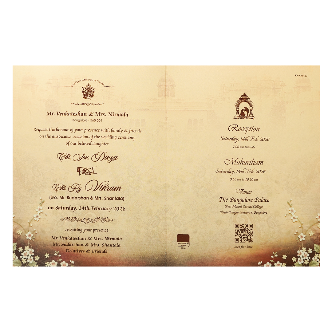 Royal Ganesha Couple Wedding Card-KNKJ1123