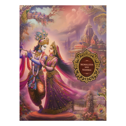 Krishna Radha Peacock Padded Wedding Card-KSH72310