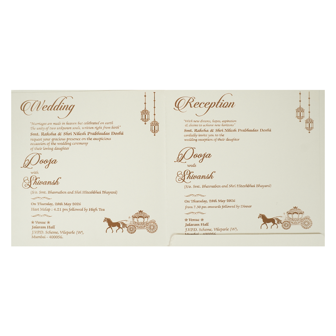 White Ganesha Floral Wedding Card-KRE27710