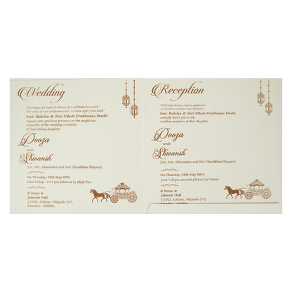 White Ganesha Floral Wedding Card-KRE27710