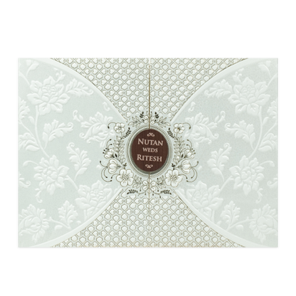 White Floral Embossed Patterned Wedding Card - KRE28600