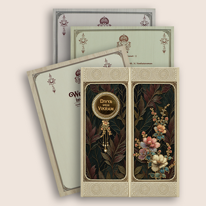 Cream Floral Door Style Wedding Invitation Card - KNKN6324