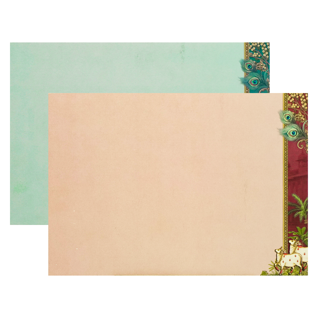 Blue Padded Floral God Wedding Card-KAK01740