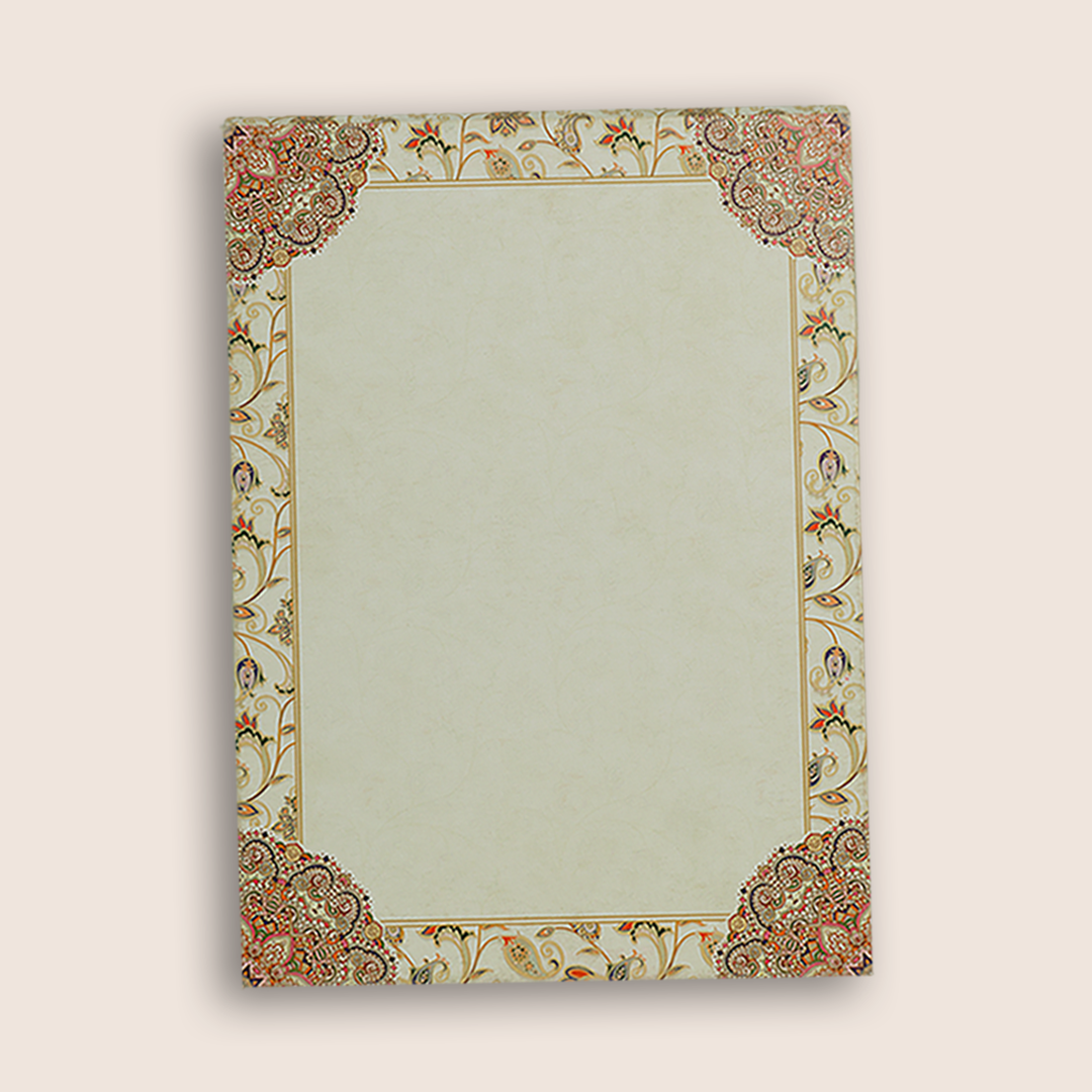 Cream Padded Floral Pattern Wedding Card - KAA06280