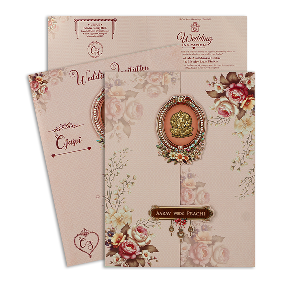 Pink Floral Door Style Wedding Invitation - KSH73470