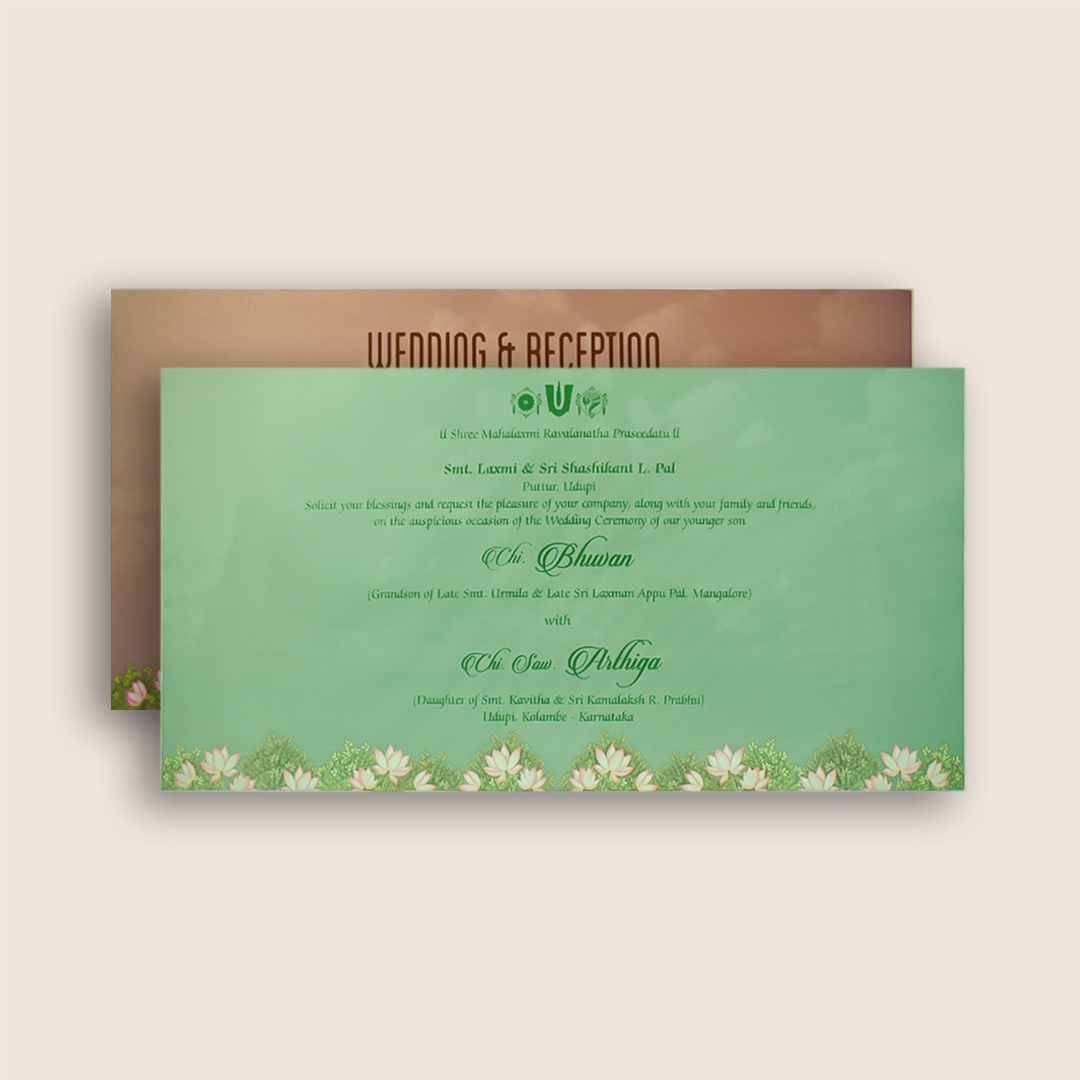 Green Embossed Lord Balaji Padmavati Marriage Card - KVN08050