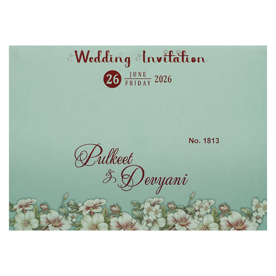 Light Blue Laser Cut Wedding Card-KJTS1813