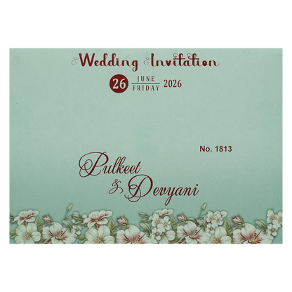 Light Blue Laser Cut Wedding Card-KJTS1813