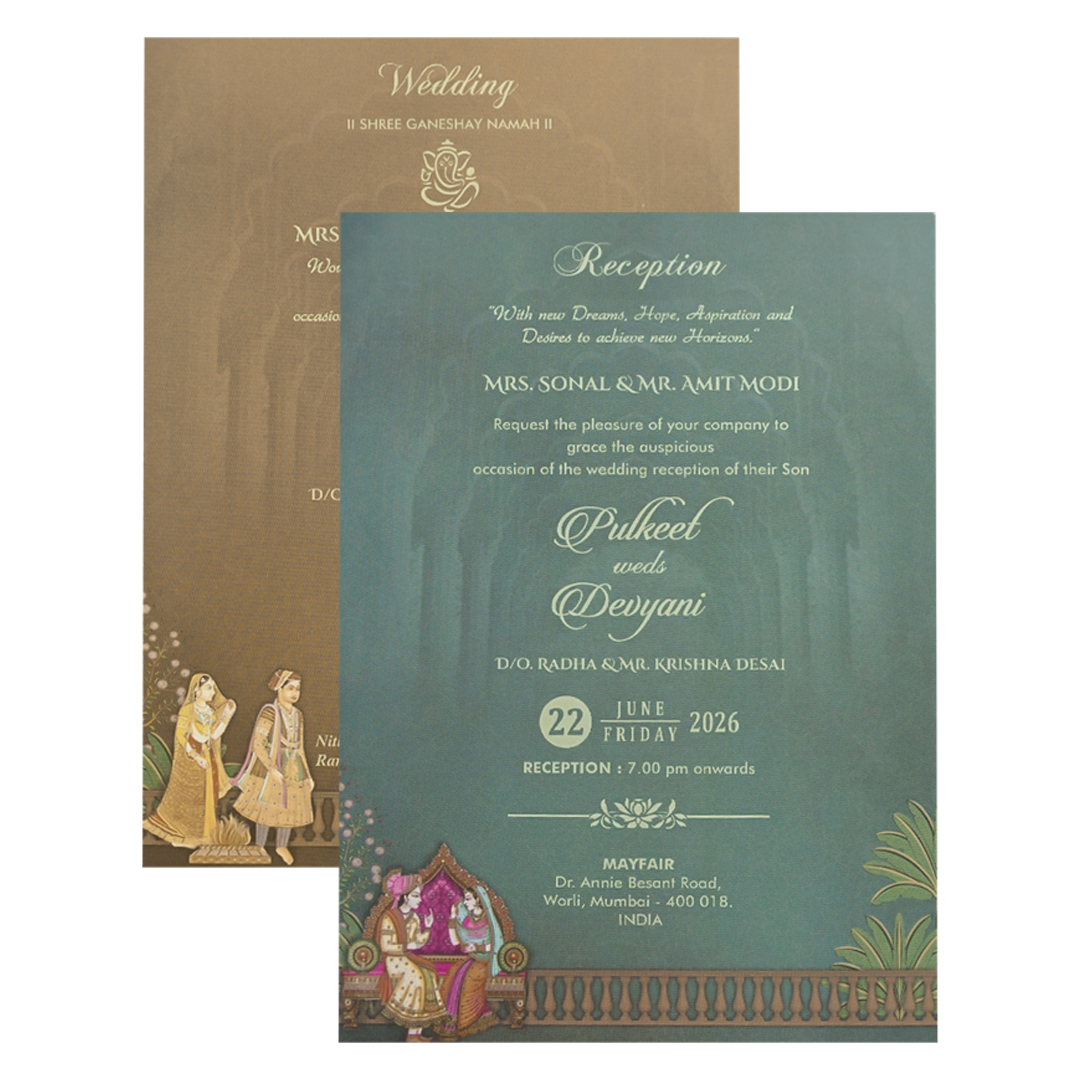 Maroon Bride Groom Padded Wedding Card-KJTS1835