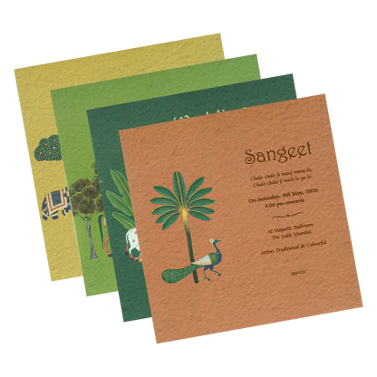 Green Forest Floral Padded Wedding Card-KBM05200