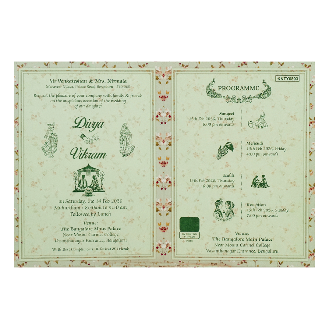 Green Floral Nameplate Door Invitation Card-KNTY6803