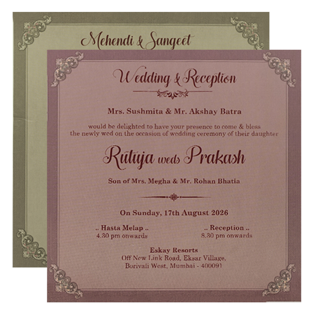 Maroon Floral Wedding Card-KSI65030