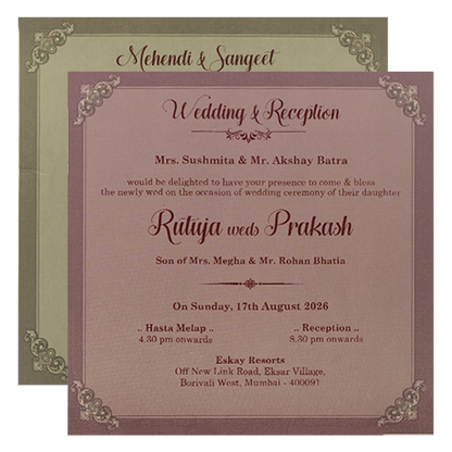 Maroon Floral Wedding Card-KSI65030
