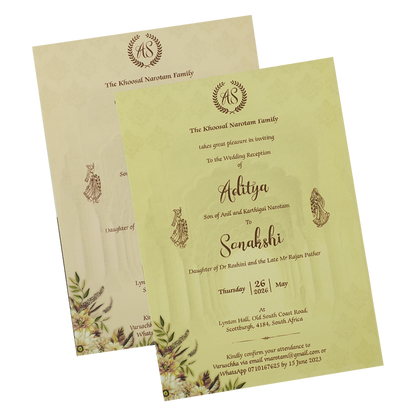 Cream Floral Palace Arch Padded Wedding Card-KRE26540