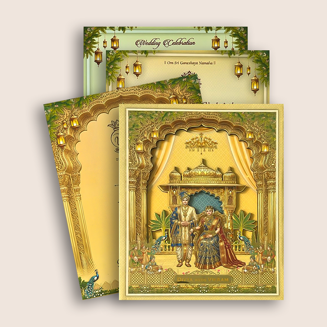 Sandal Bride Groom Padded Wedding Card - KNMO9319