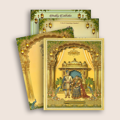 Sandal Bride Groom Padded Wedding Card - KNMO9319