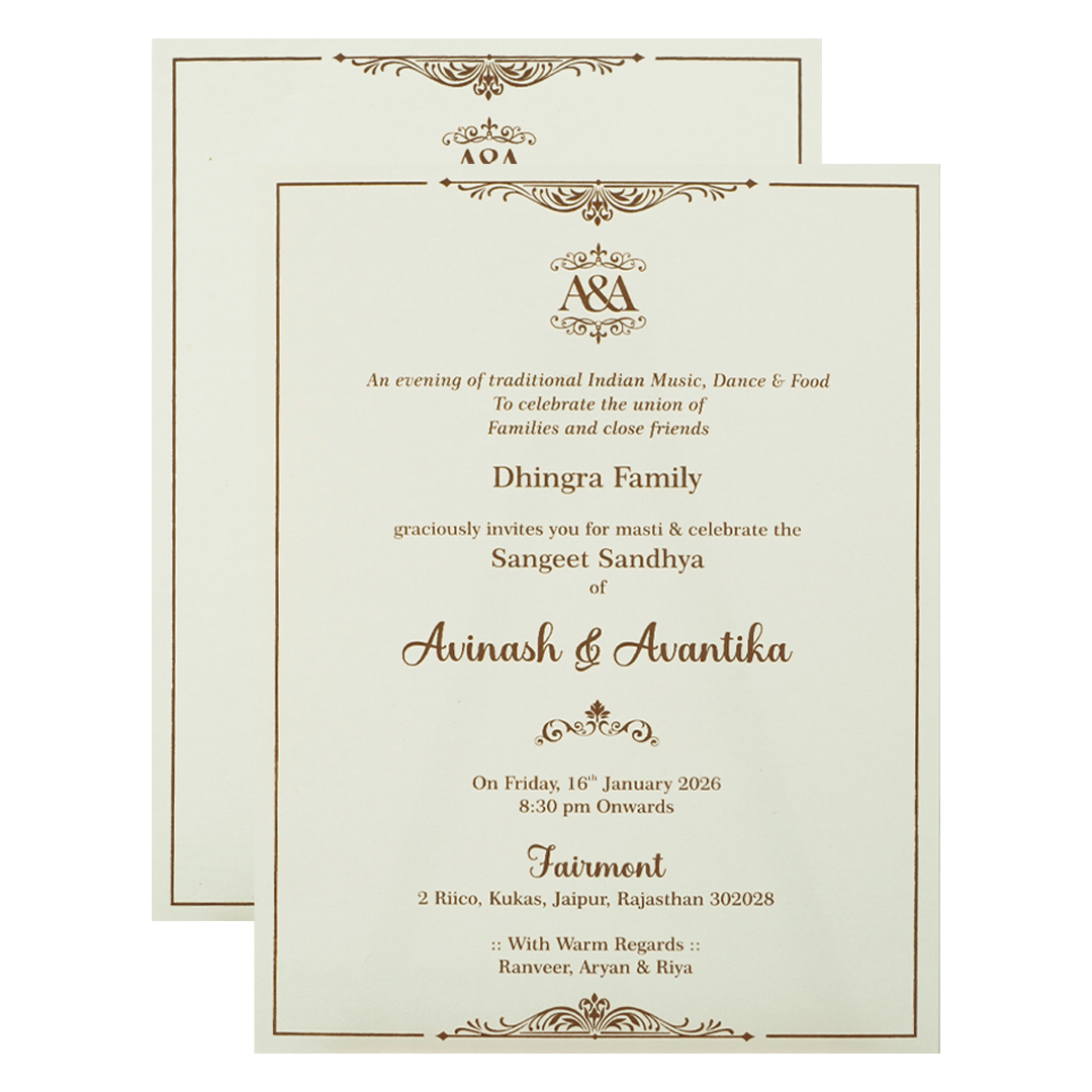 White Gold Ganesha Wedding Card-KSI64800