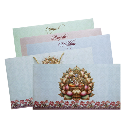 Check out Pastel Vishnu Lakshmi Lotus Wedding Invitation Card at best price. ?WhatsApp Support ?Express Delivery.