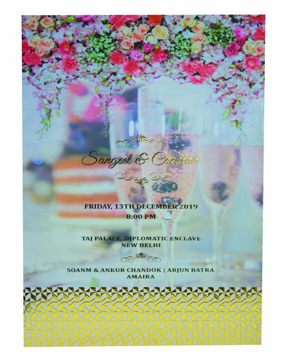 Cream Ultra Premium Wedding Invite With Floral Inserts-KNKUP006