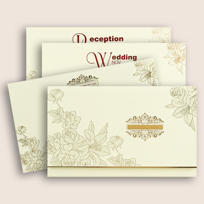 Cream Embossed Floral Marriage Card - KPR010300